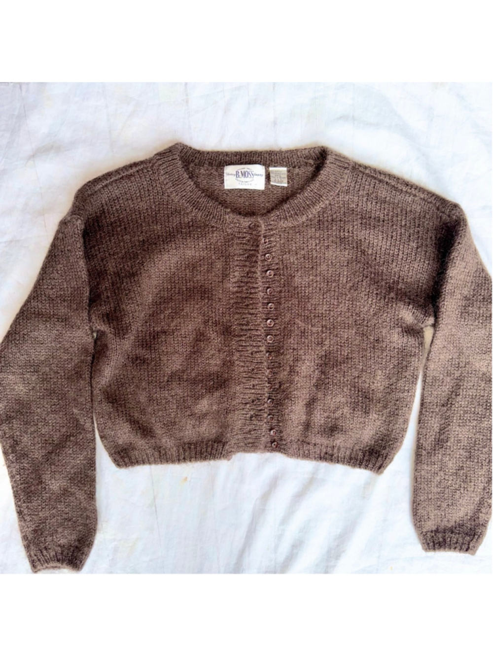 VTG Women’s L Moss Company Tailor Cropped Shrug Mohair Cardigan Button Sweater